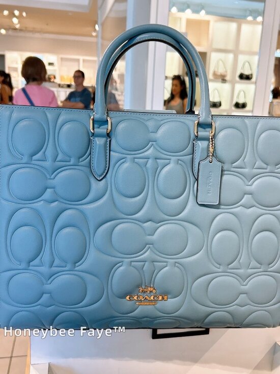 Coach Handbags - Maggie Tote Bag In Signature Leather CY672 Azure